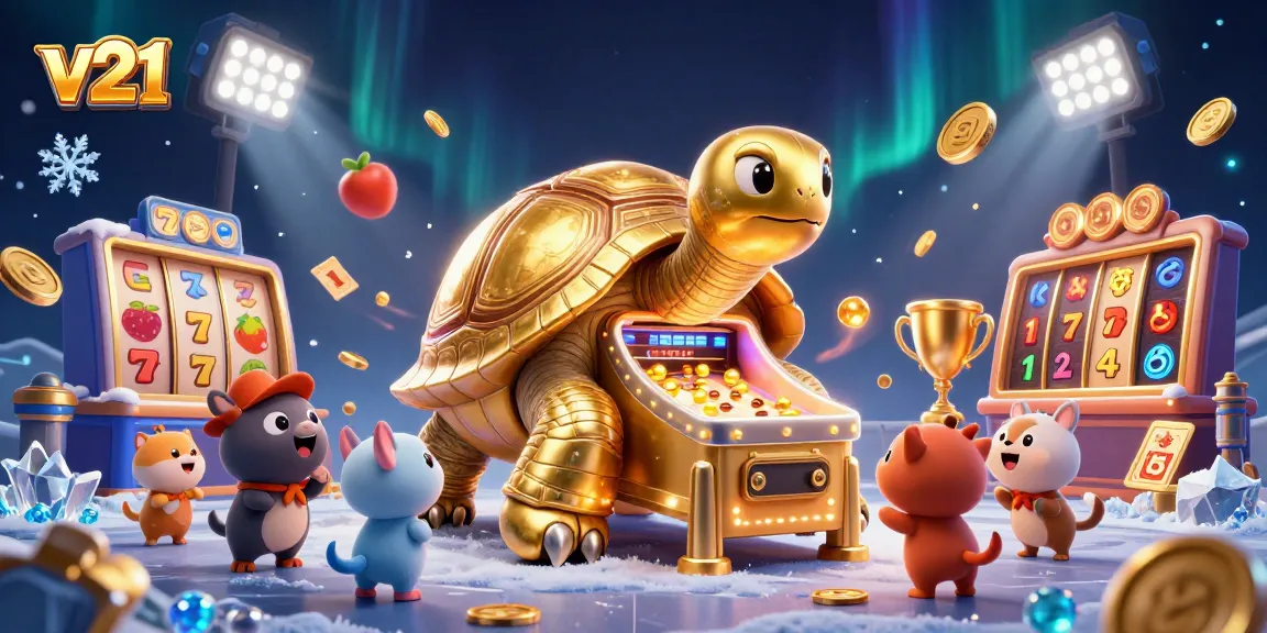 Bermain v21 slot dengan simbol buah dan jackpot menunggu di mesin pinball besar.