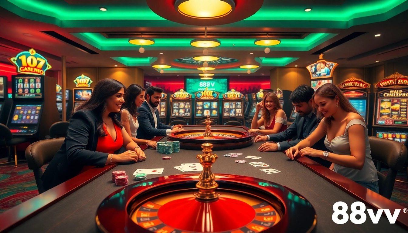 Experience thrilling gameplay at 88vv with dynamic casino tables and vibrant slot machines.