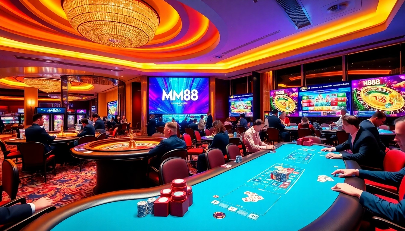 Experience the thrill of gambling at MM88 with vibrant casino visuals.