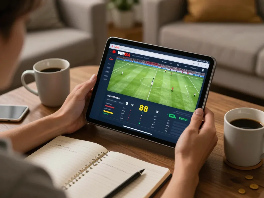Betting on WWBOLA realized through tablet in a cozy gaming atmosphere.