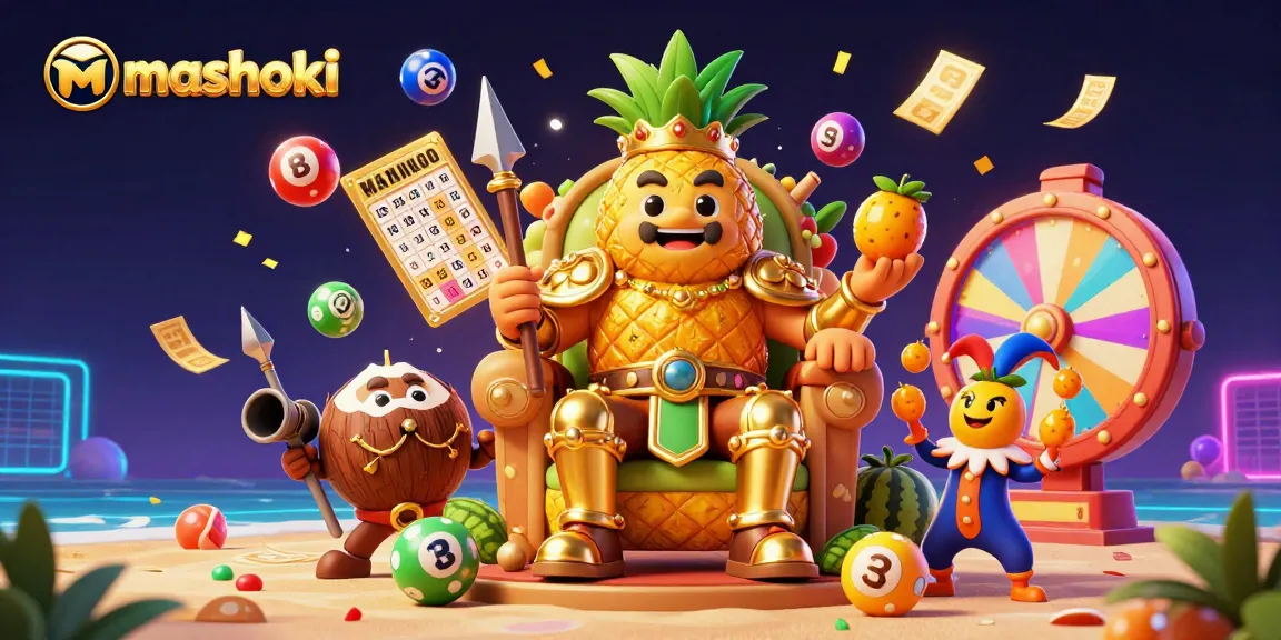 Experience mashoki's vibrant casino scene with dynamic characters and lottery elements.