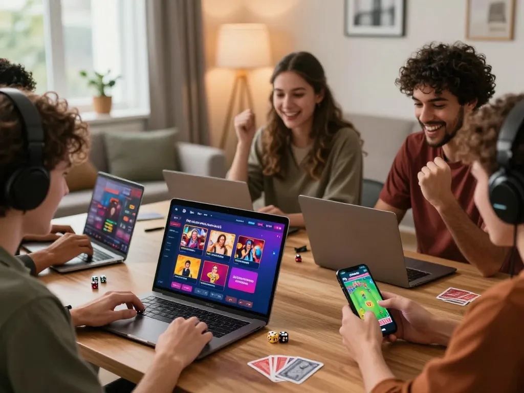 Exciting hitclub gaming scene with diverse players engaged in online games on various devices, showcasing vibrant promotions.