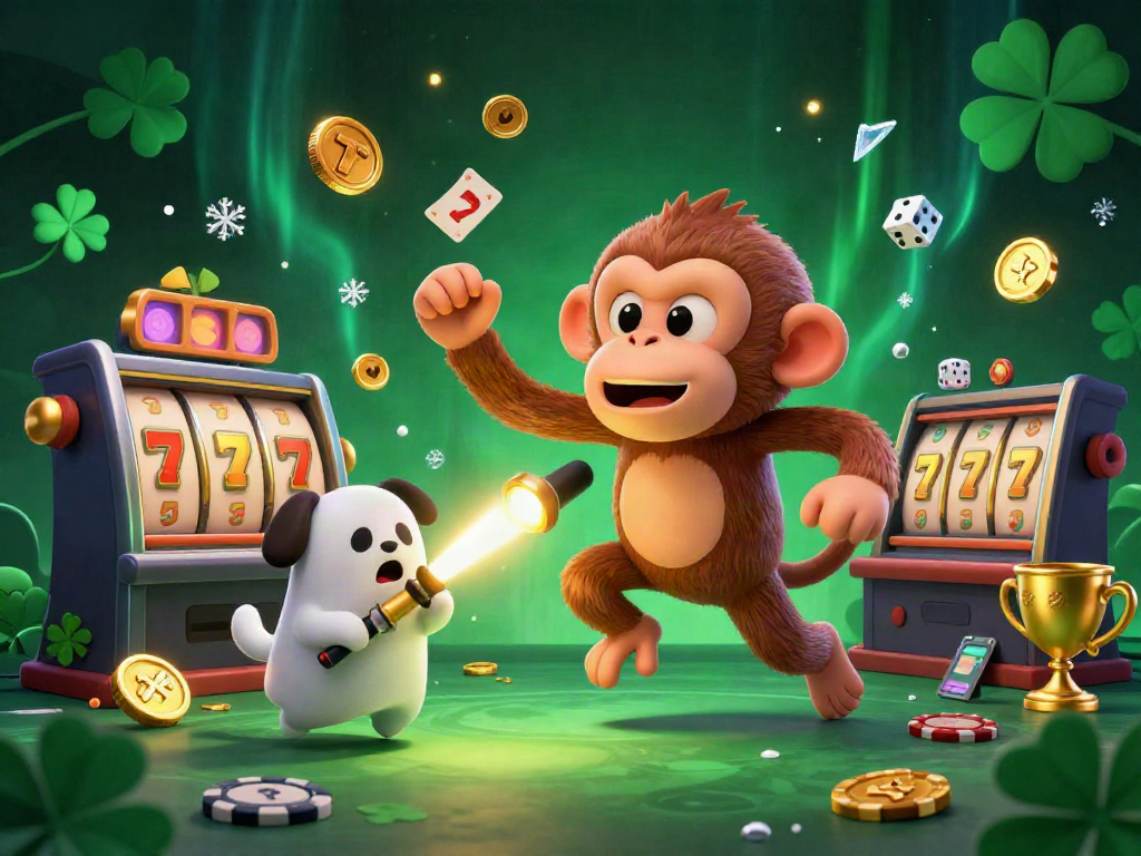 Experience excitement at sunwin26 with a playful poltergeist monkey juggling gold in a haunted casino.
