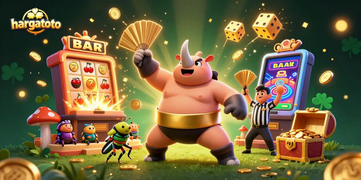 Permainan slot hargatoto menampilkan jackpot yang melimpah dengan simbol hoki mencoba meraih kemenangan besar.