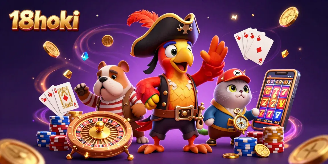 Join the excitement at 18hoki as you spin the reels and chase jackpots in a vibrant casino scene!