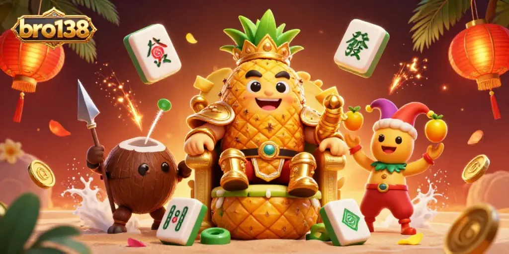 Experience exciting wins at bro138 with vibrant casino elements and animated characters.