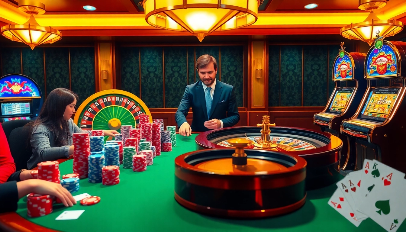 Experience the excitement at 789BET with a vibrant casino scene filled with poker chips and roulette.