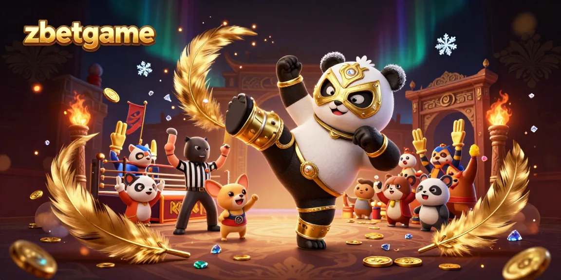 Experience exciting games at zbetgame with a 3D wrestling panda in a vibrant casino world.