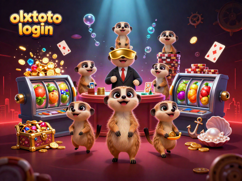 Experience the excitement of olxtoto login with vivid 3D meerkats running a vibrant casino operation