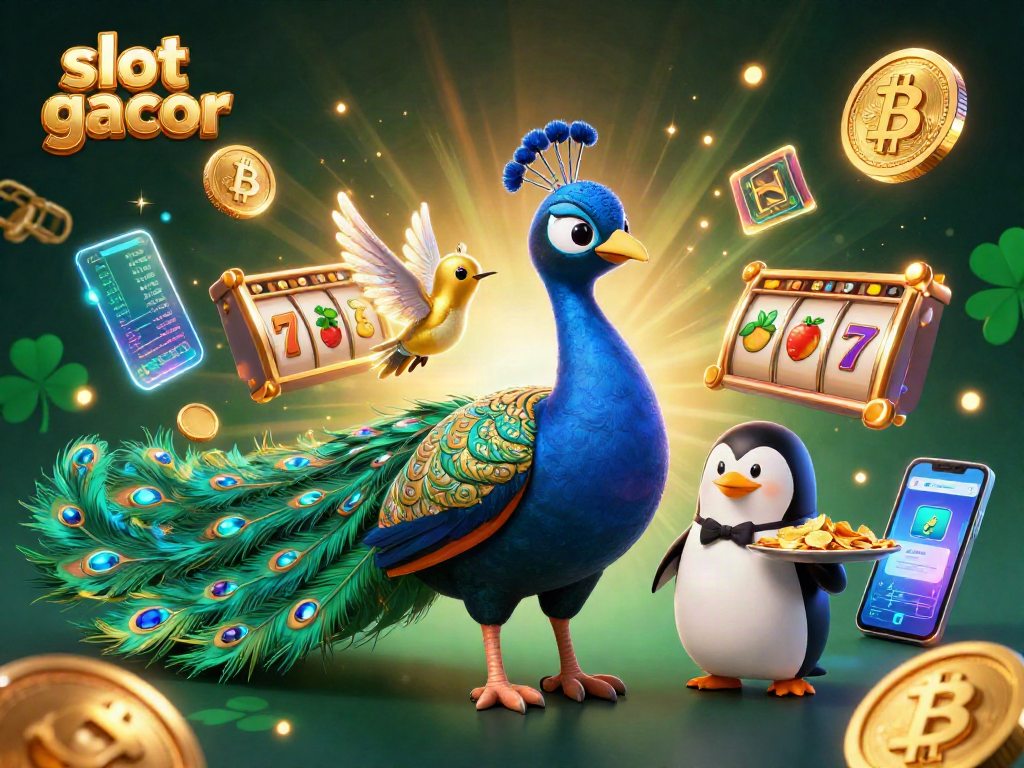 Raih kemenangan dalam slot gacor dengan ilustrasi kucing kartun 3D dan simbol keberuntungan.