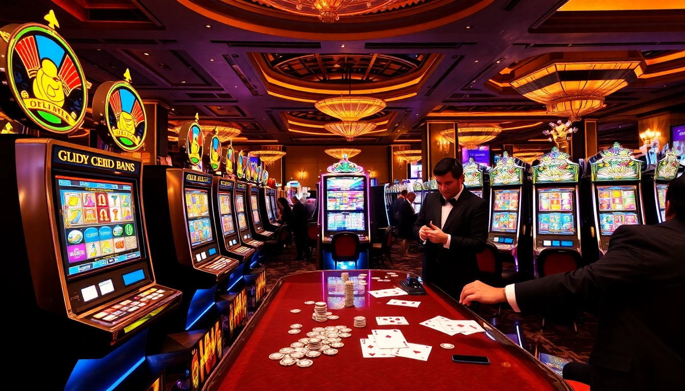 Experience the excitement of OLYMPUS88 slot with players engaging at vibrant casino machines.