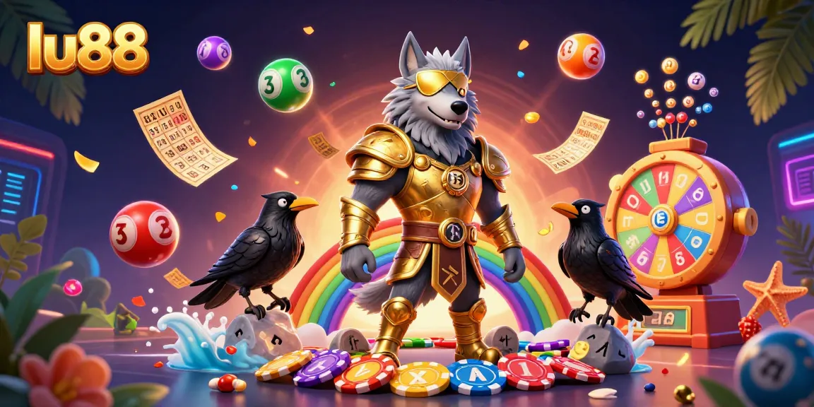 Engage in thrilling gameplay at lu88 with a vibrant casino-themed 3D illustration featuring dynamic lottery elements.