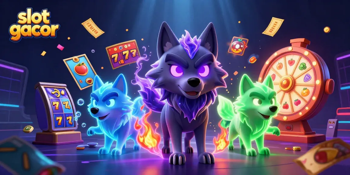 Experience the thrilling adventure of slot gacor with glowing wolves and vibrant gaming elements.