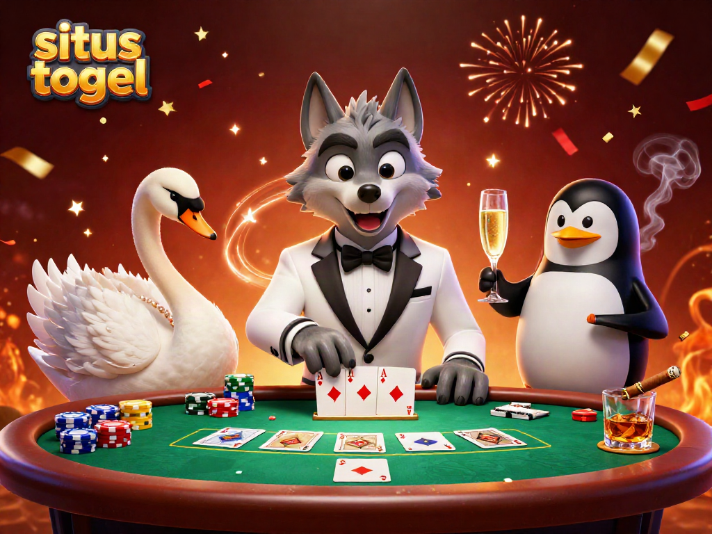 Experience the excitement of situs togel with dynamic casino characters amidst vibrant gaming elements.