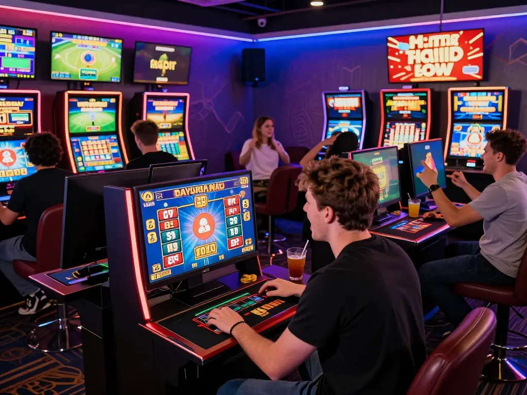 Exciting online gambling scene at https://f168.today/ with players engaging in various games and vibrant atmosphere.
