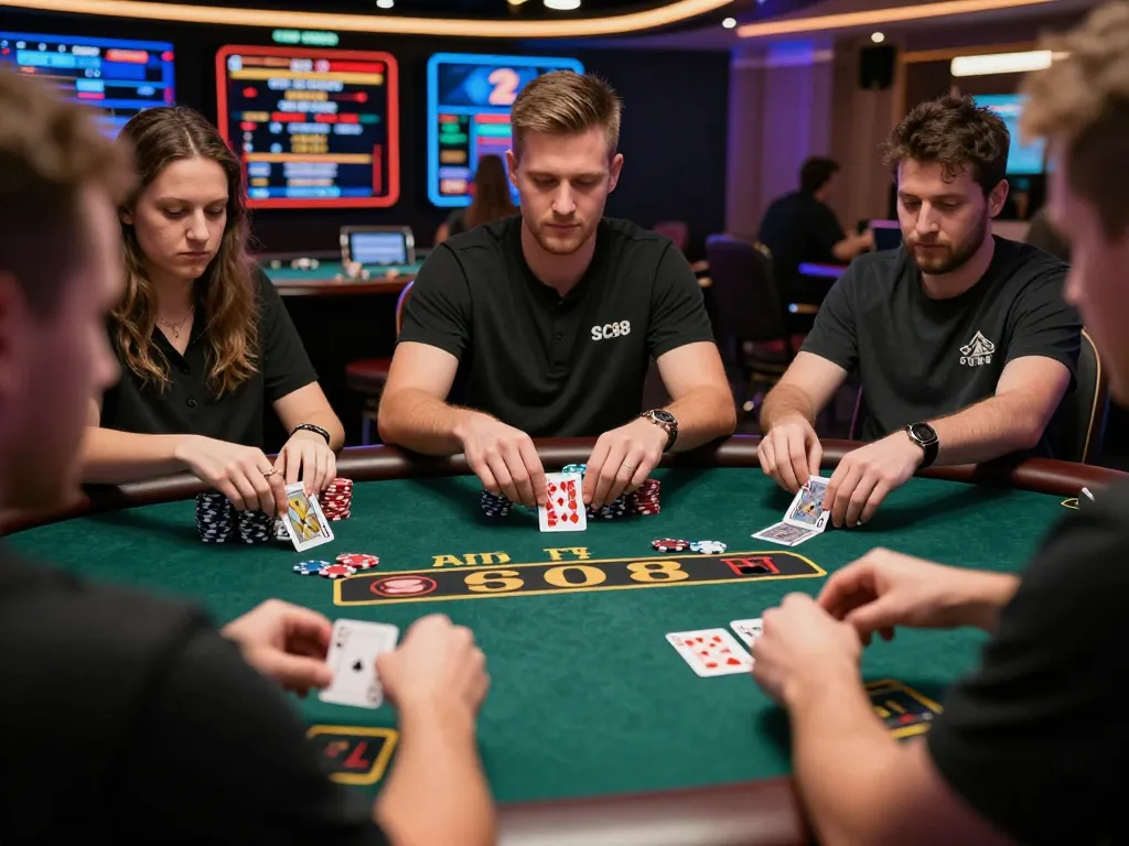 Engaged players making decisions in a strategic blackjack game at SC88e online casino