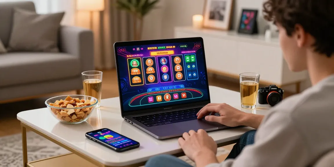 Engaging online gambling experience at Trang chủ hm88 with a player at home enjoying live casino games.