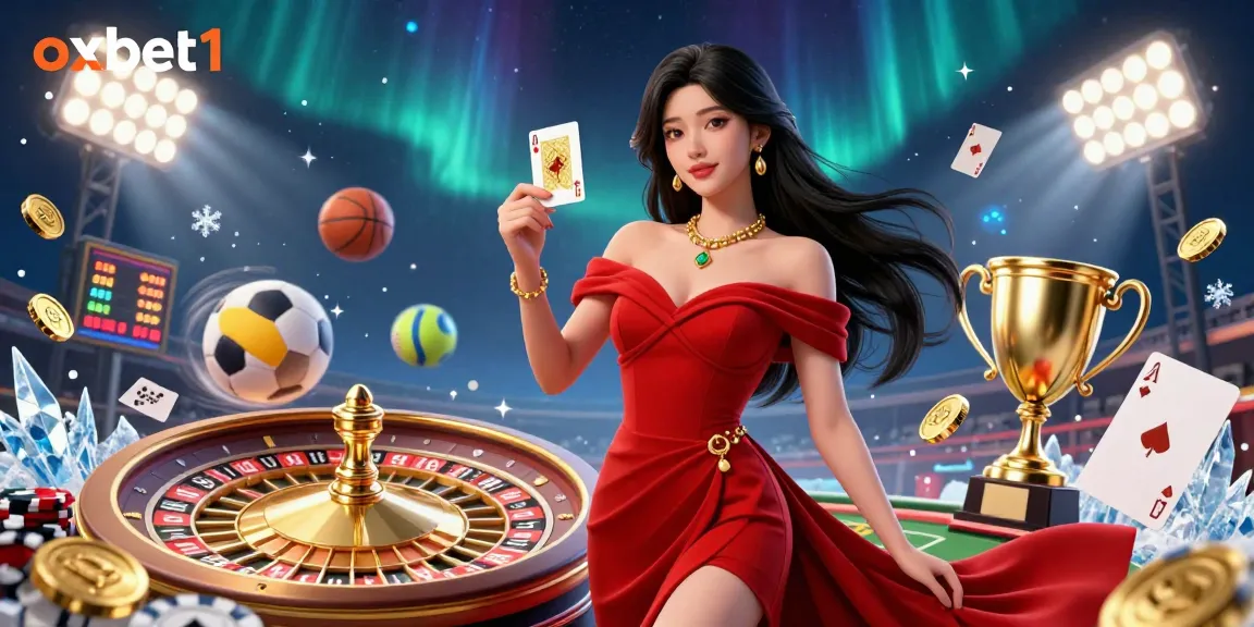 Betting excitingly with oxbet1 in a vibrant 3D casino scene showcasing a confident woman and gaming elements.