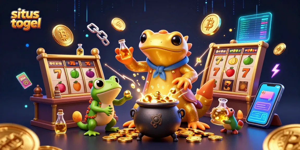 Engage with situs togel in a vibrant 3D illustration of a golden salamander alchemist transforming base metals into riches.