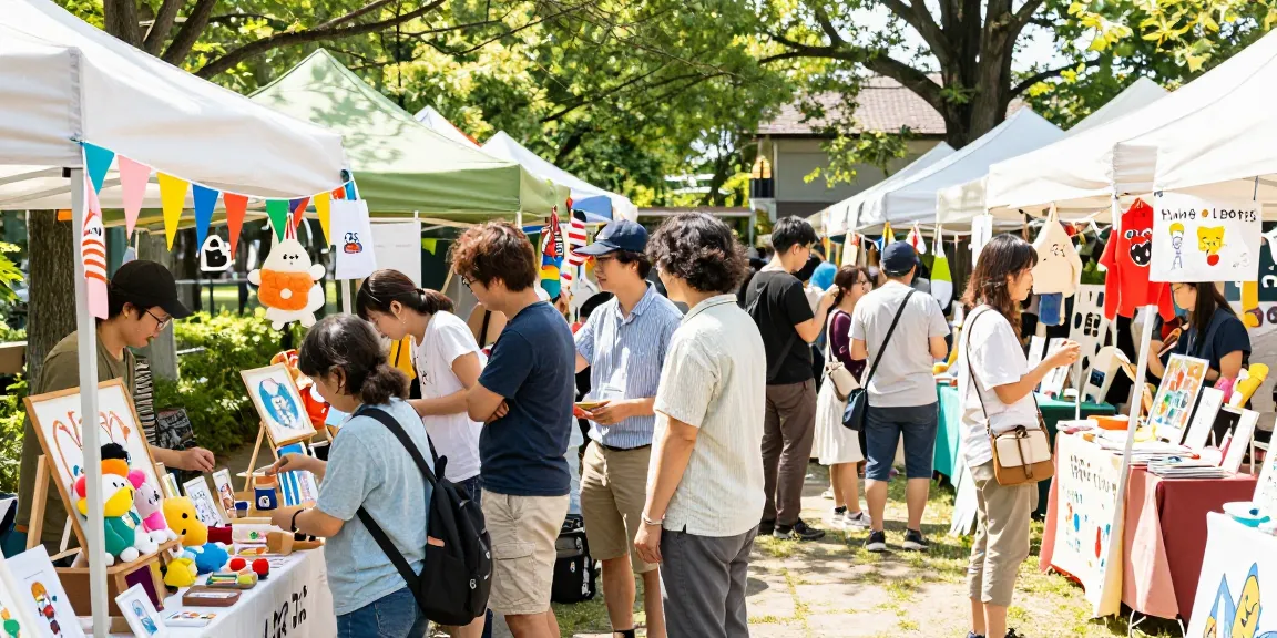 Acara yume toto dengan keramaian pengunjung menjelajahi barang unik dan bermain di pasar pop-up.