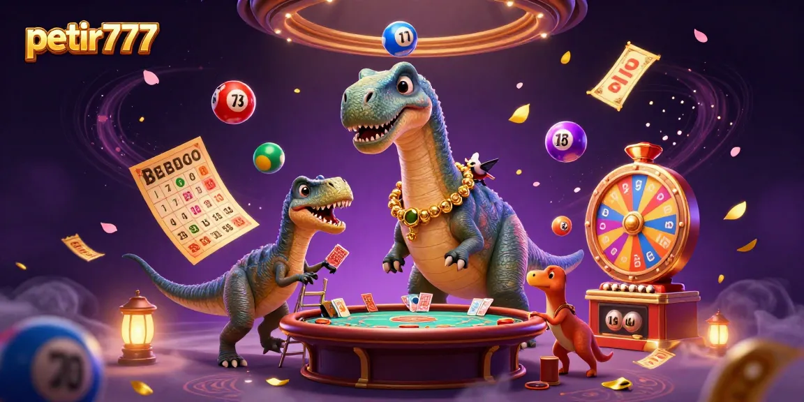 Experience petir777 excitement with a colossal brontosaurus in a vibrant casino scene.