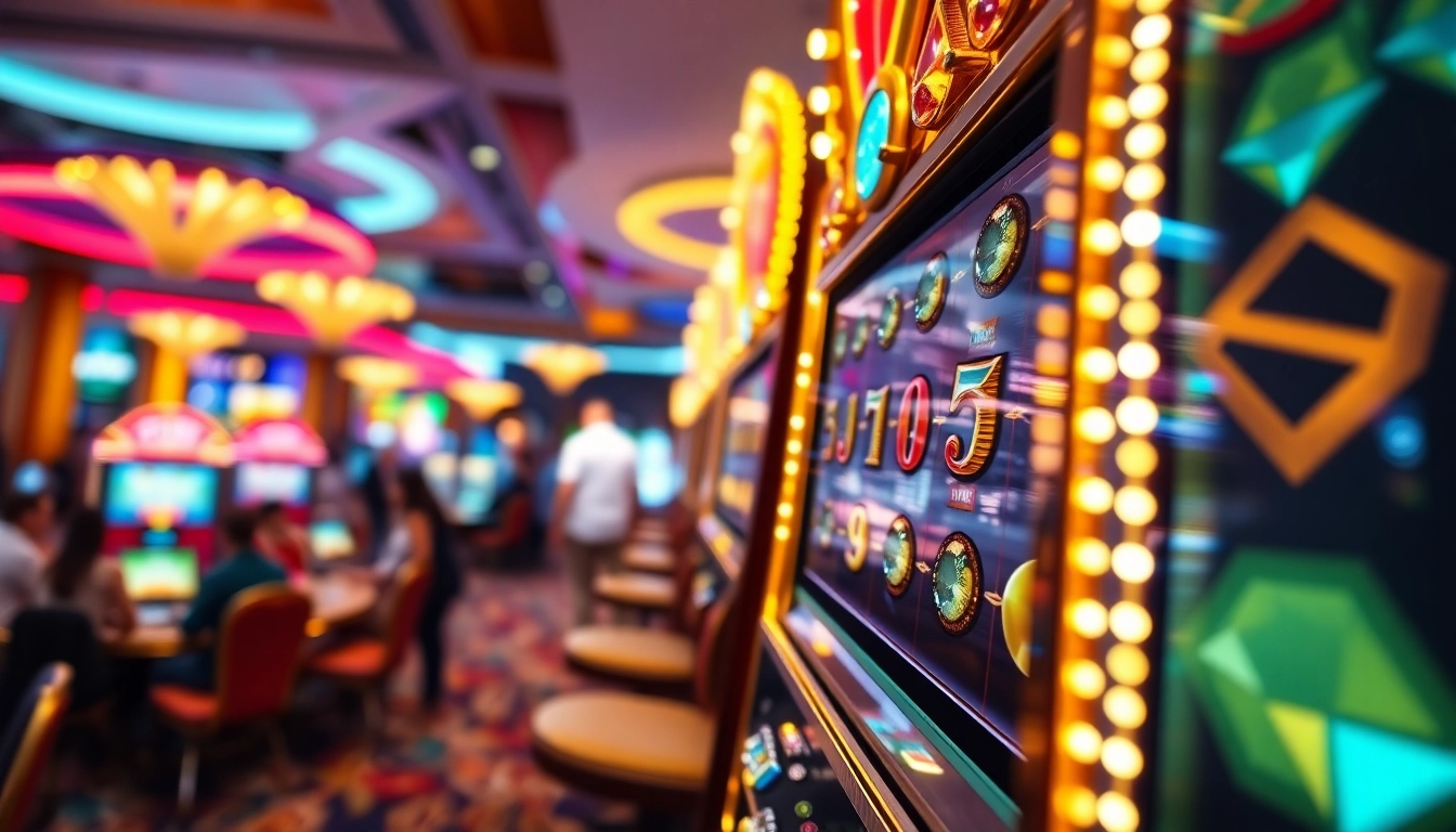 Menampilkan situs slot gacor yang menakjubkan dengan desain slot berkilau dan lampu yang memikat.