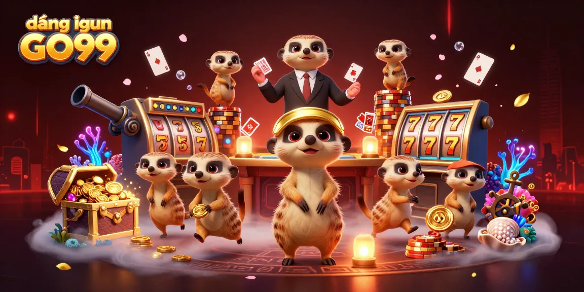 Engage in exciting gaming action with đăng nhập GO99 featuring animated meerkats in a lively casino.