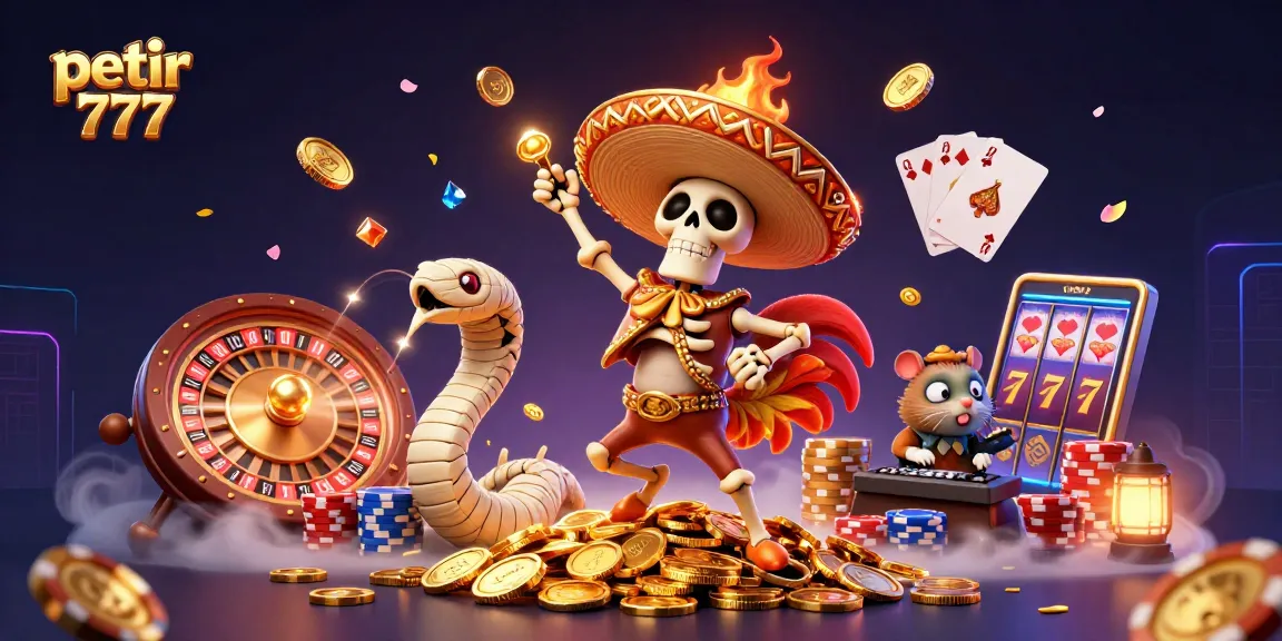Experience petir 777 excitement with golden coins and vibrant casino elements in action.