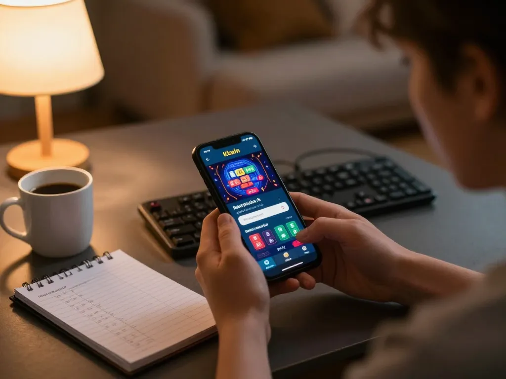 Kkwin app in action during an online gaming session with a player in a cozy environment