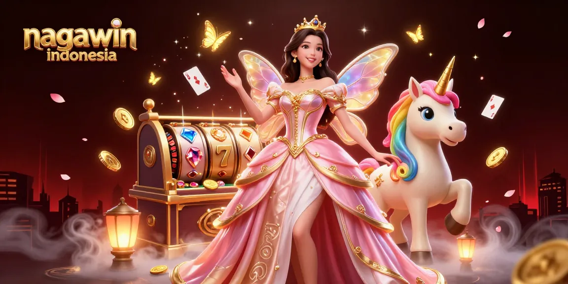 Experience the thrill of nagawin indonesia with a vibrant casino scene featuring exciting slots and a dazzling unicorn.