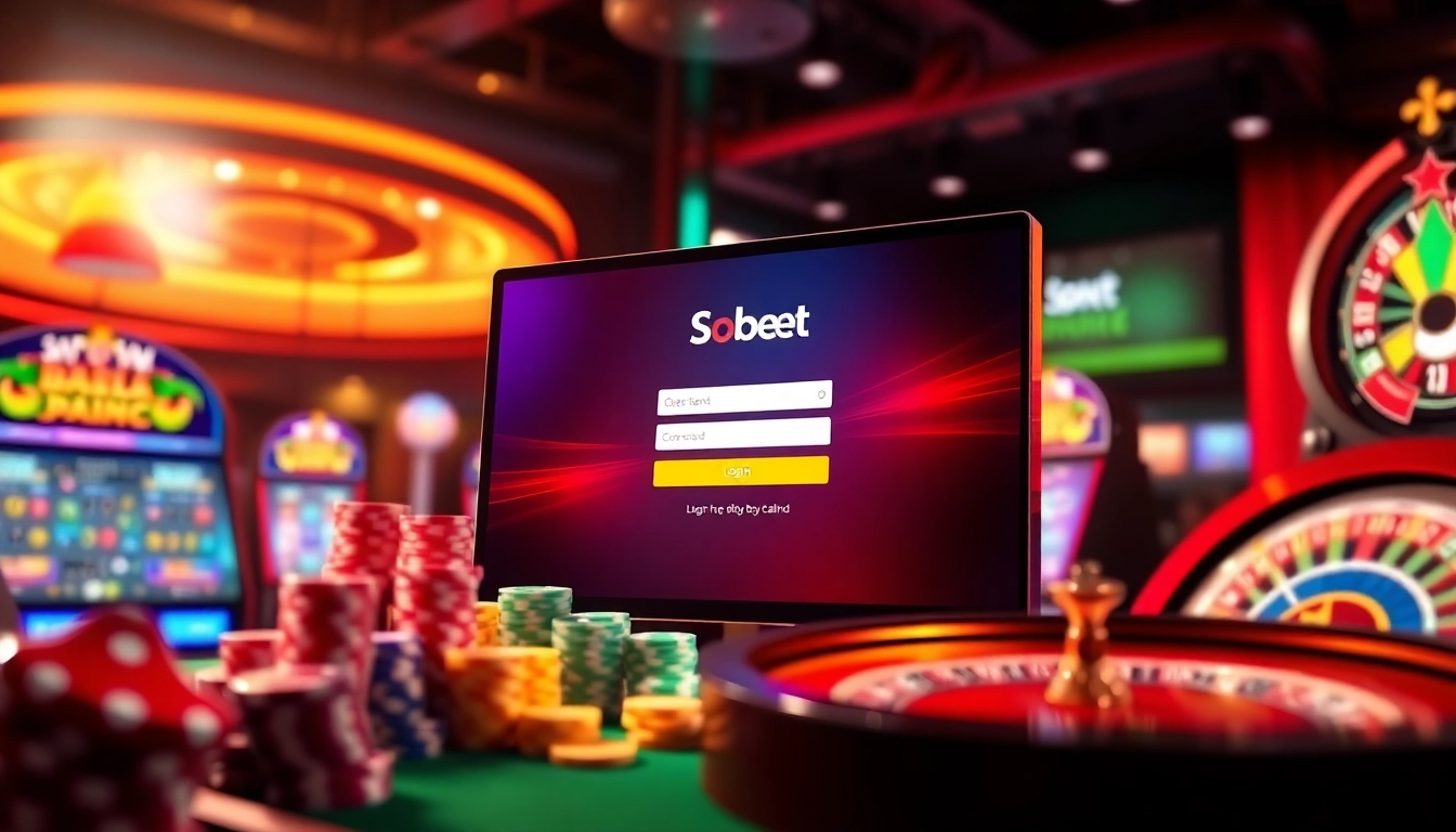 Sbobet login terbaru interface displayed with luxury casino elements for online gambling excitement