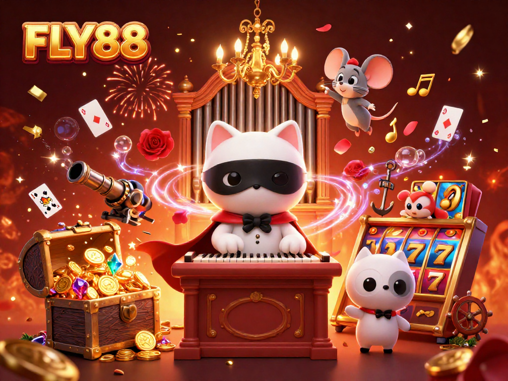 Experience the thrill of FLY88 with a vibrant casino scene showcasing games and excitement.