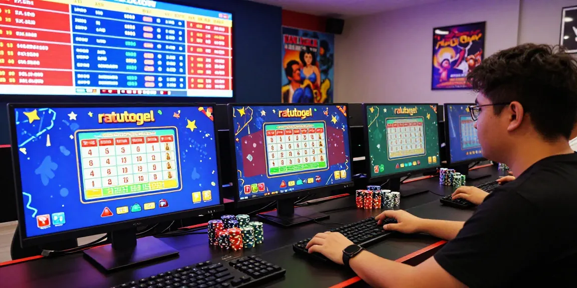 Pemain sedang menikmati pengalaman bermain di platform ratutogel dengan antusiasme, dikelilingi perangkat modern dan gambar warna-warni.