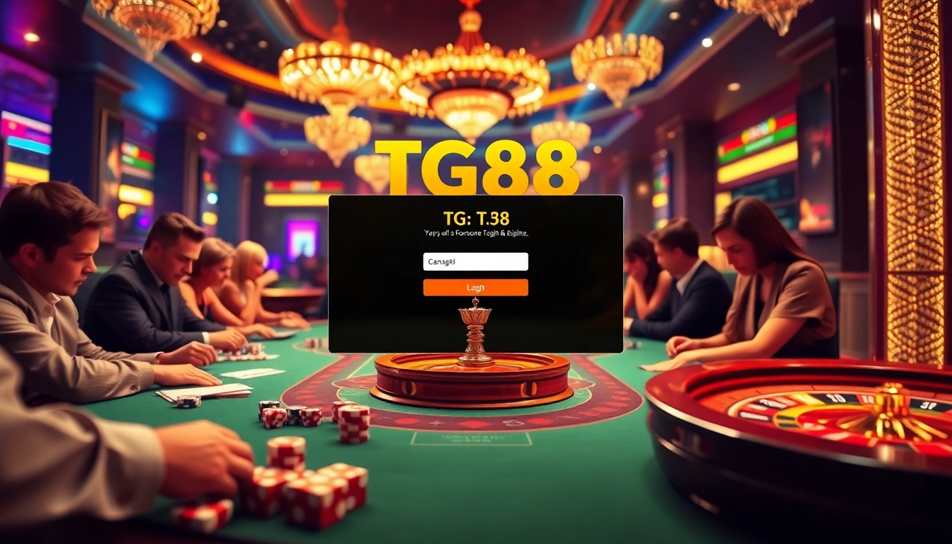 Experience exciting tg88 đăng nhập at a vibrant casino table with players engaged in thrilling games.