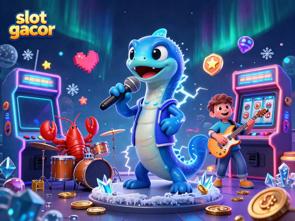 Experience exciting slot gacor action with our vibrant underwater casino scene featuring an electric eel DJ.