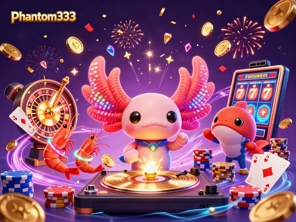 Experience the thrill of winning with phantom333, featuring dynamic slot reels and vibrant casino elements.