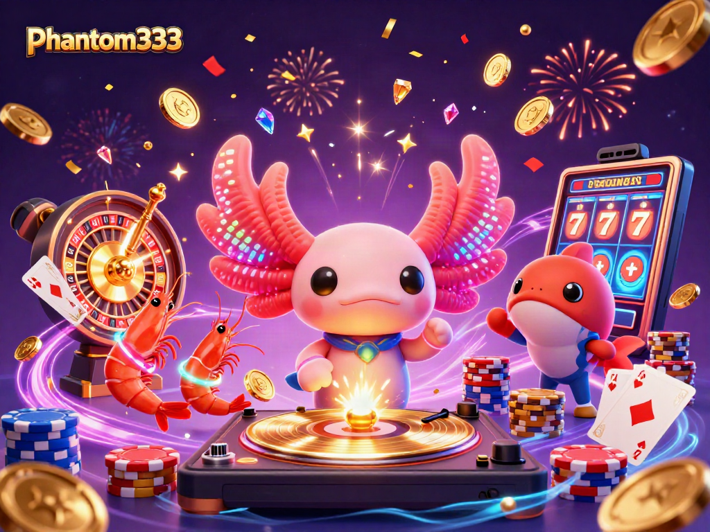 Experience the thrill of winning with phantom333, featuring dynamic slot reels and vibrant casino elements.