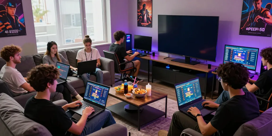 Engaged players exploring ahha4d lottery games in a lively gaming space.