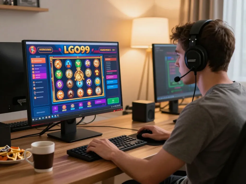 LGO99 pemain online yang terlibat dalam antarmuka permainan slot yang vibrant.
