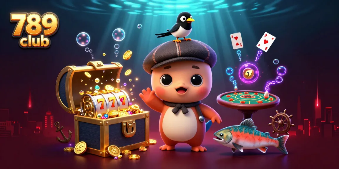 Experience thrilling gaming action at 789 club with delightful cartoon characters in a vibrant casino scene.