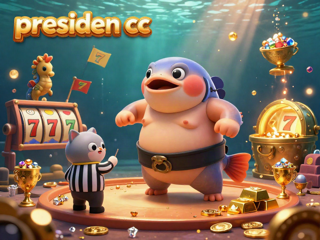 Engage in thrilling play with presiden cc featuring a lively underwater casino scene with colorful characters and sparkling treasures.