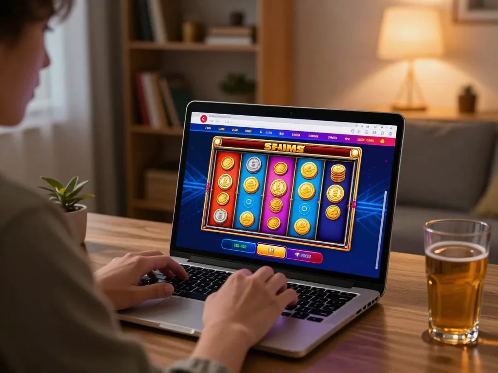 Experience thrilling gameplay at trang chủ 23win with vibrant slot wins captured in a cozy home setting.