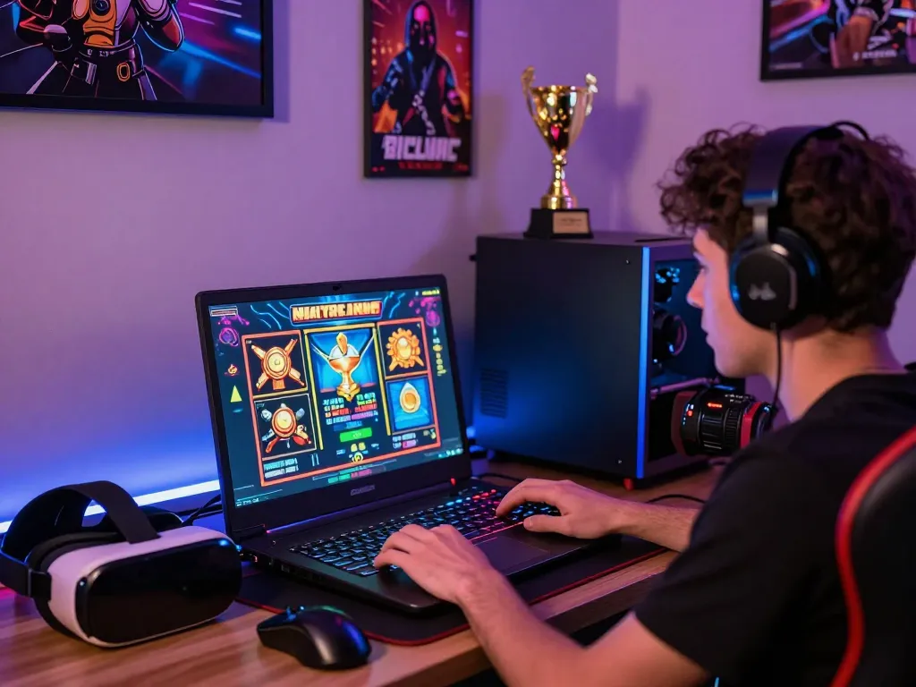 Pemain menikmati permainan slot yang mendebarkan di platform virus88, grafik yang hidup dan aksesori permainan menciptakan pengalaman yang imersif.