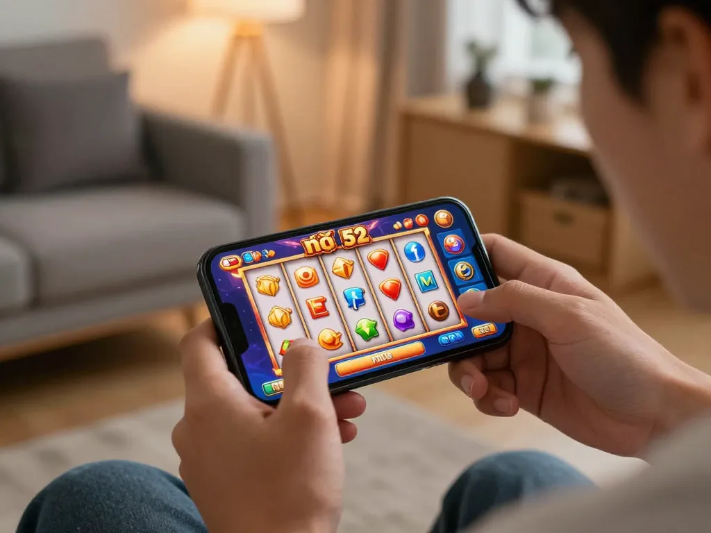 Engaging in nổ hũ 52 mobile slot game with dynamic interface and vibrant graphics.