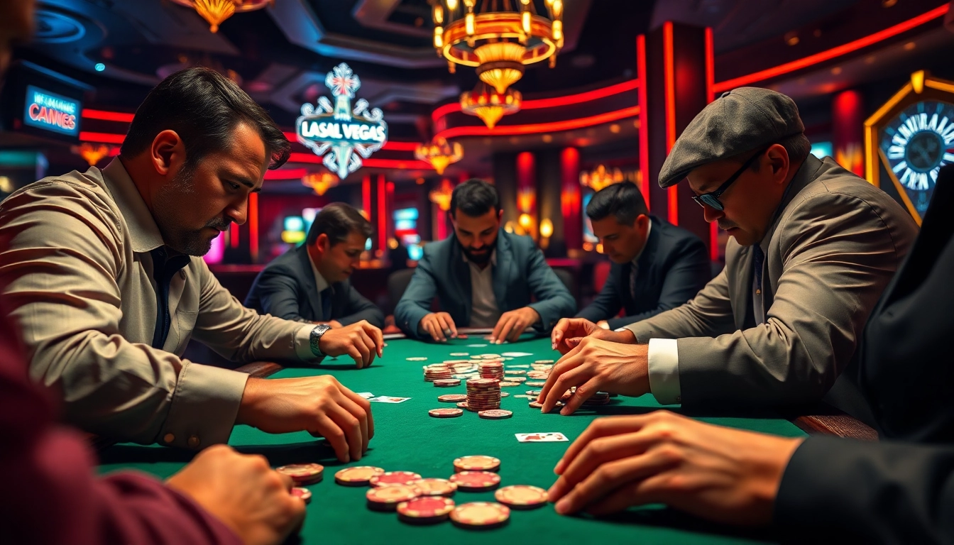 Experience the thrill of Wild Bounty Showdown with intense players at a high-stakes poker table.
