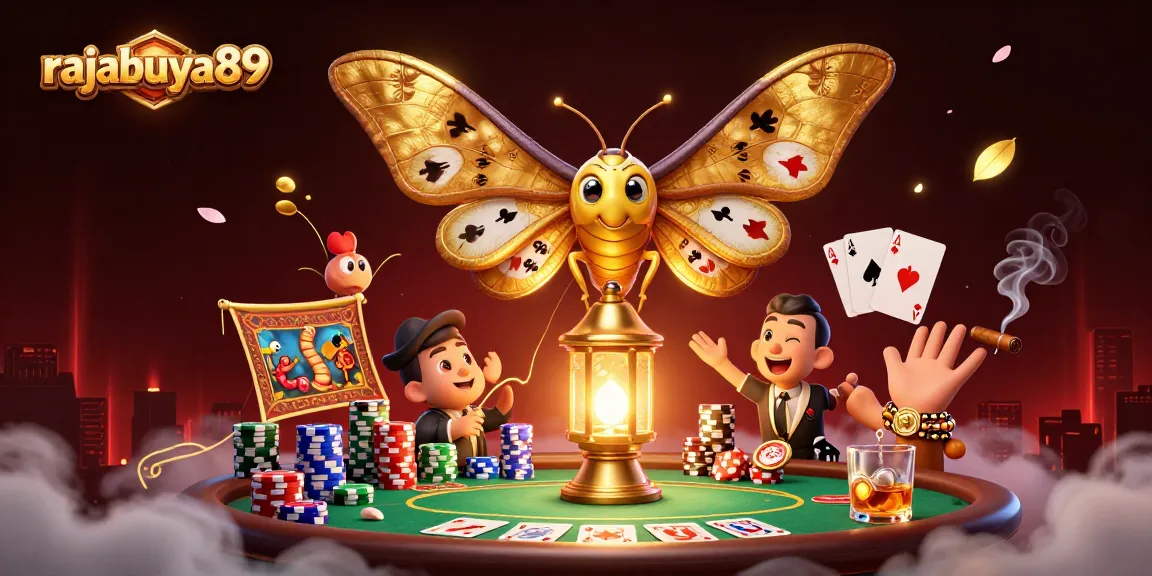 Experience vibrant gaming with rajabuya89, featuring lively casino scenes and dynamic poker elements.