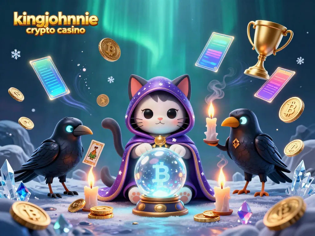 Engage with kingjohnnie crypto casino featuring dynamic characters, cryptocurrency coins, and vibrant casino elements.