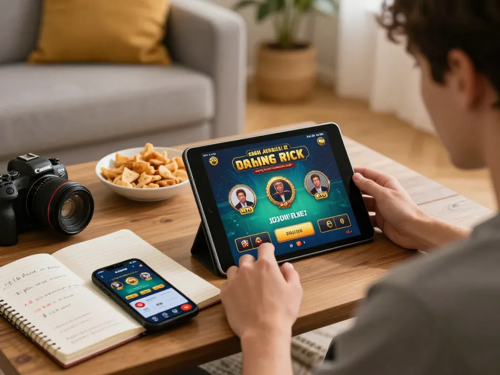 Player immersing in online casino gaming on tablet, promoting ssbet77 for engaging and responsible gambling.