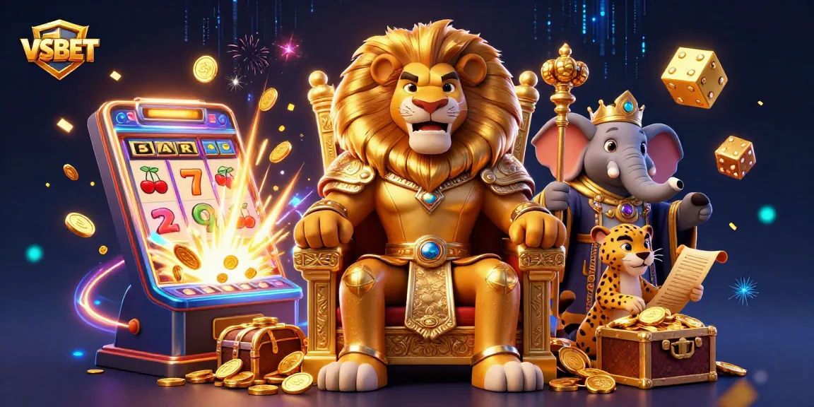 Experience thrilling wins with VSBET's vibrant 3D casino scene featuring royal characters and jackpot excitement.