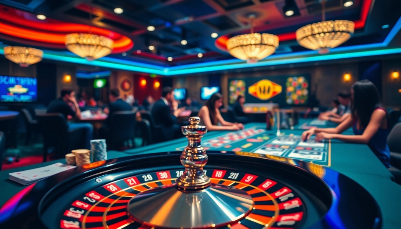 Situs togel menampilkan permainan kasino dengan pemain yang bersemangat.